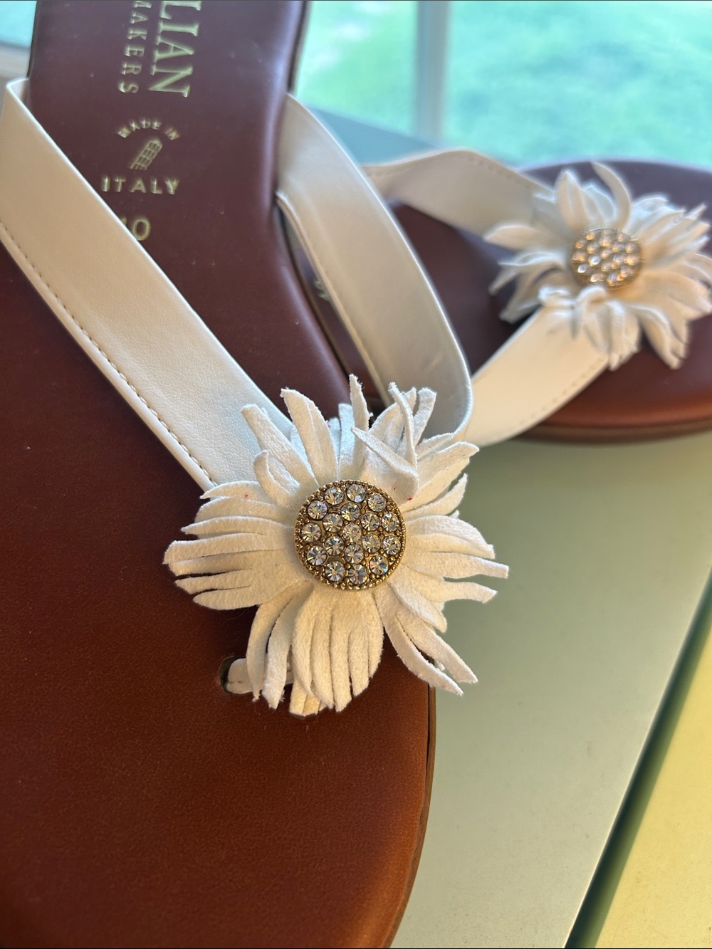 Italian Shoemakers White Floral Thong Sandals - Picture 2 of 2